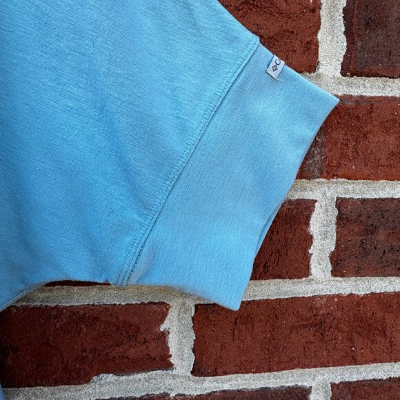 Columbia Easy Does It Tee Womens LG Blue Short Cuffed Dolman Sleeve Curved Hem - Picture 3 of 8